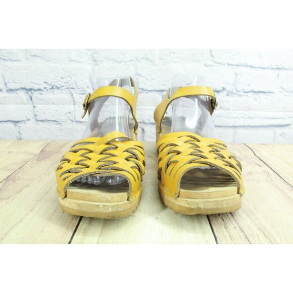 Troentorp Anna Yellow Leather Braided Adjustable Strap Casual Sandals Size 9 - Picture 4 of 9